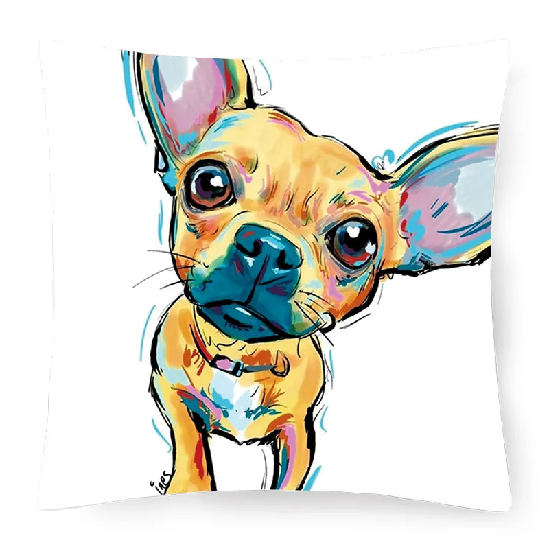 cute pastoral cartoon dog plush throw pillow