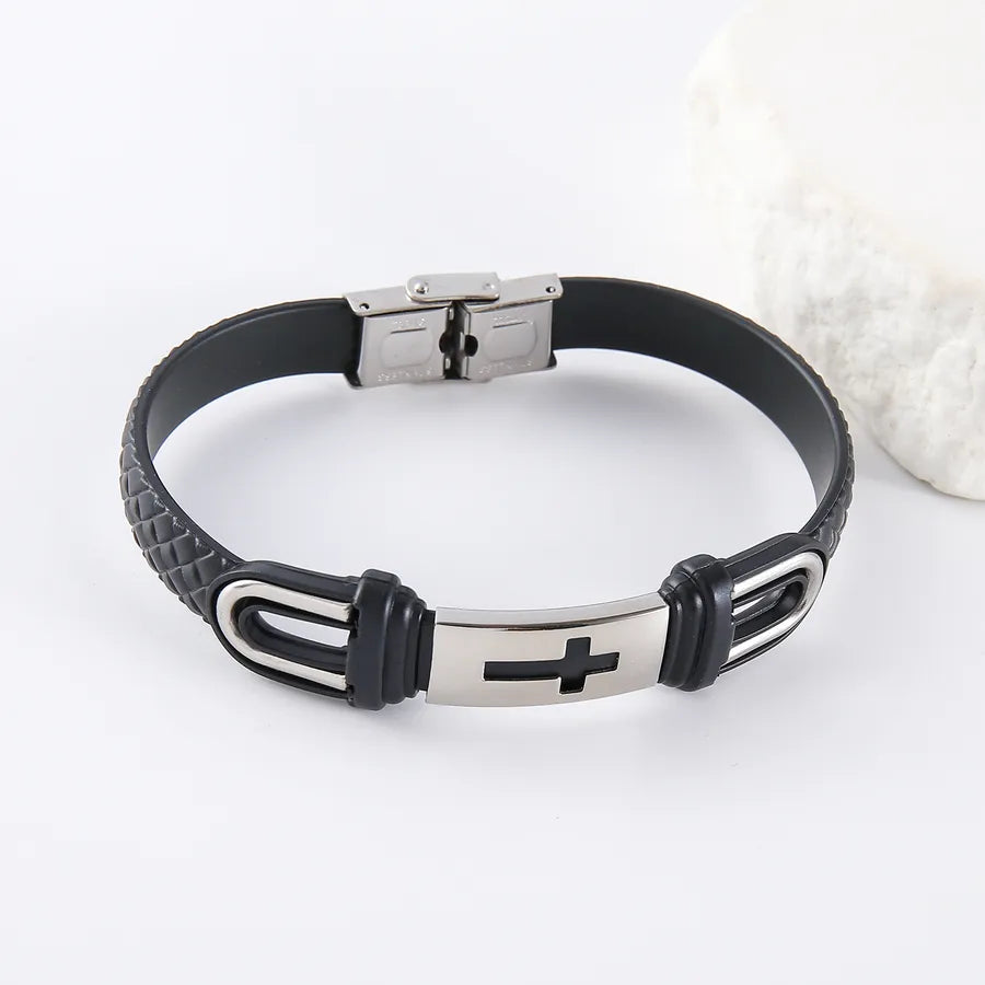 Hip-Hop Retro Streetwear Cross Anchor 304 Stainless Steel Men's Bracelets