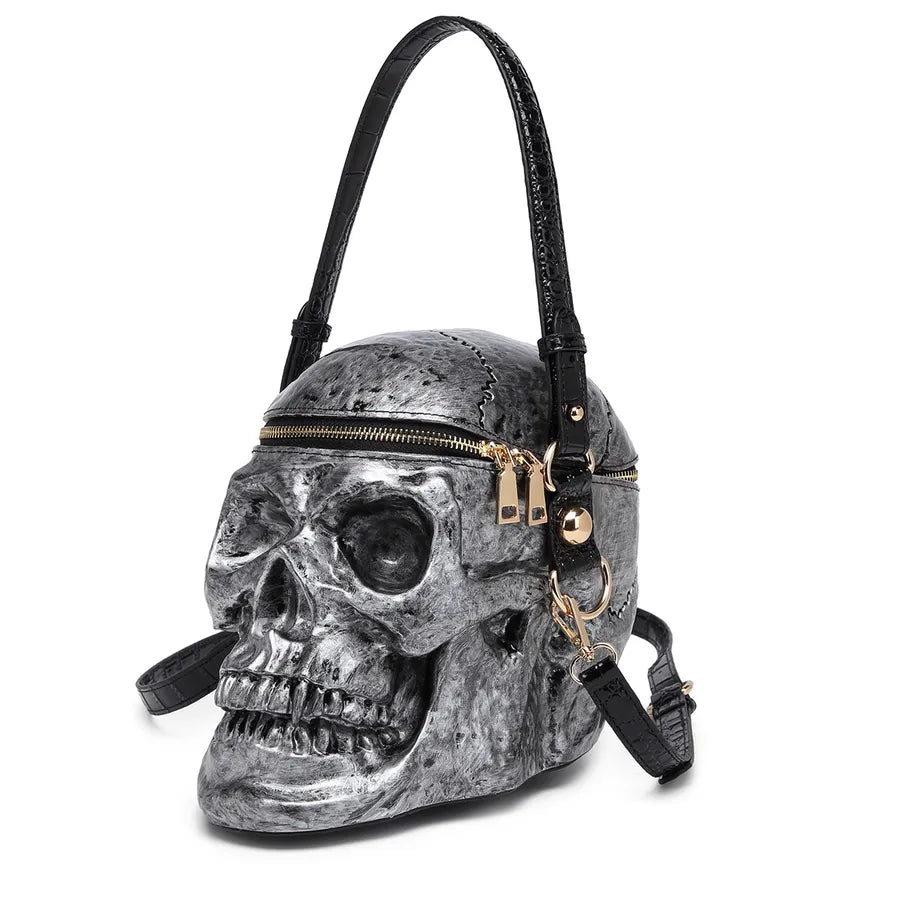 Halloween Unisex Medium Silica Gel Skull Vintage Style Round Zipper Handbag