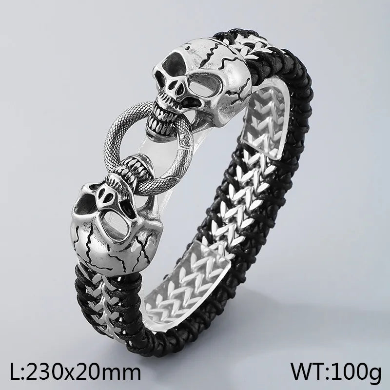 Business Streetwear Skull 304 Stainless Steel 18K Gold Plated Halloween Men's Bracelets