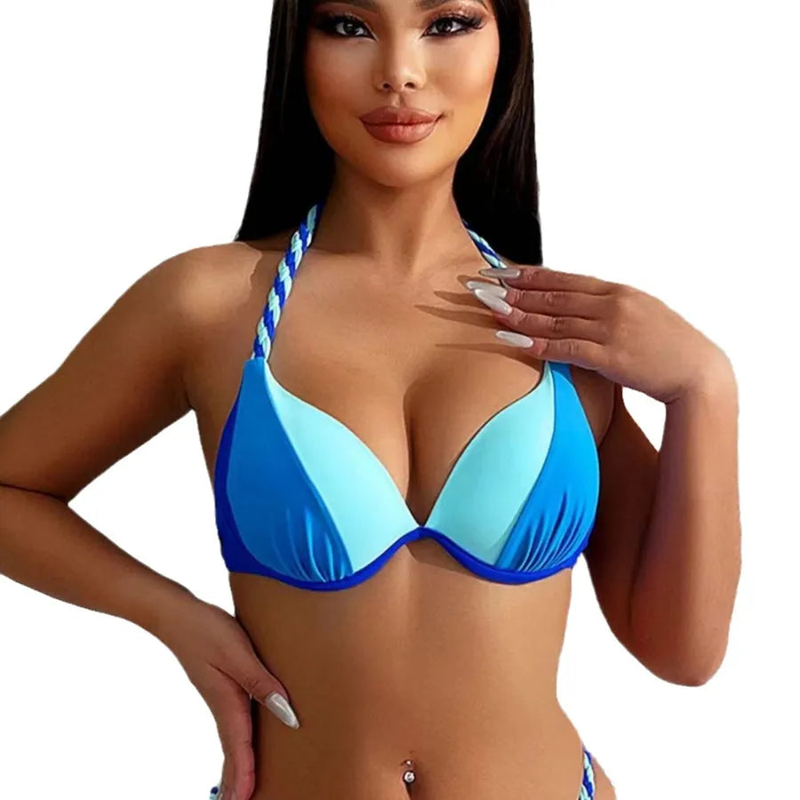 Women's Solid Color 2 Pieces Set Bikinis Swimwear