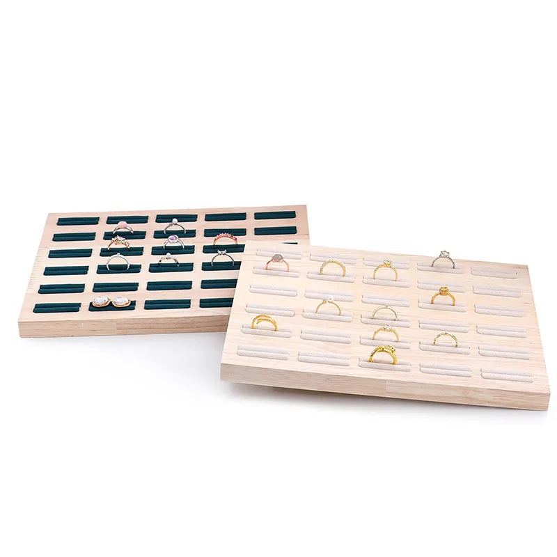 Elegant Wooden Jewelry Display Stand Ring Holder Multi-Functional Luxury Style Square Insert Plate Jewelry Accessory Showcase