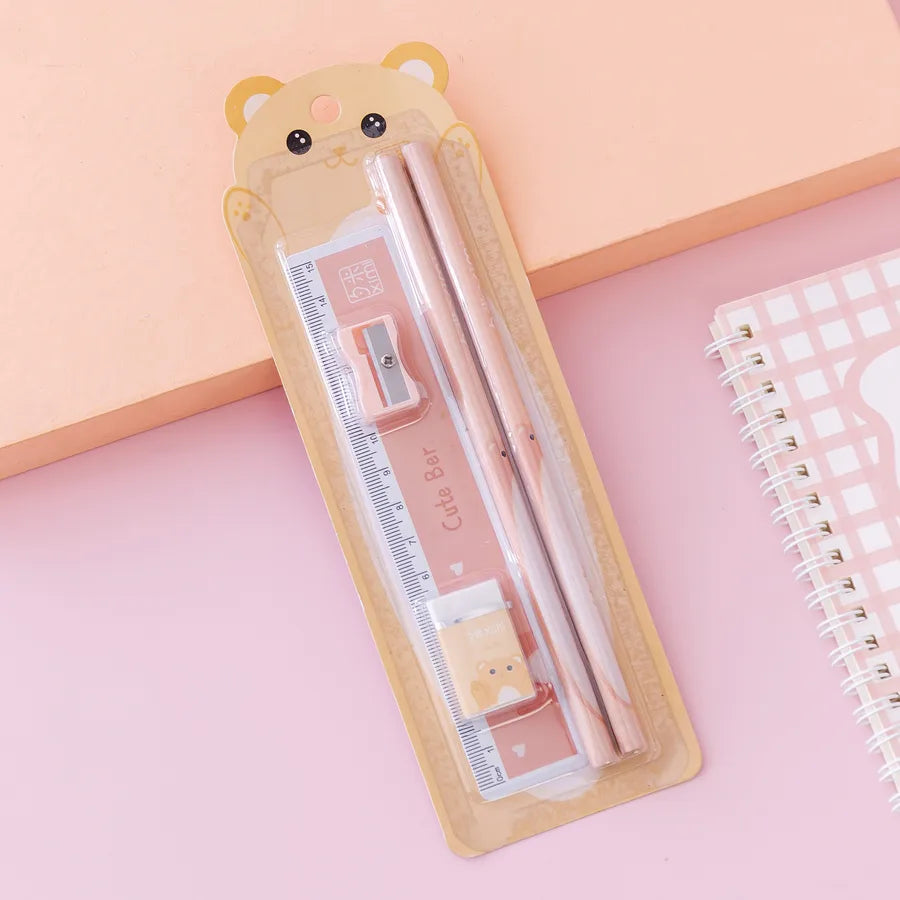 1 set bear class learning plastic wood cute pencil