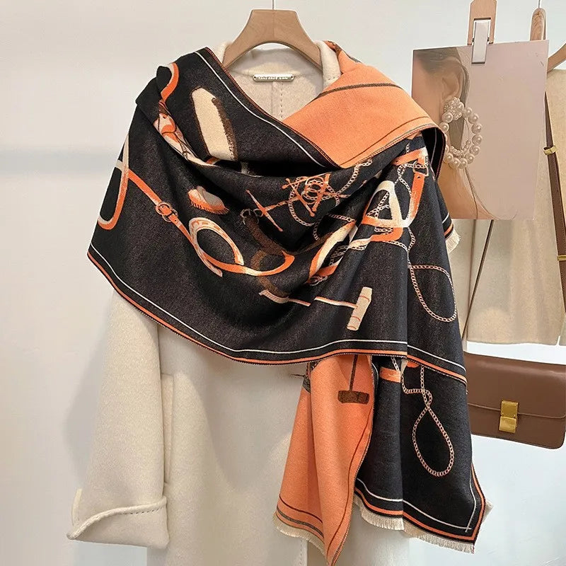 Unisex Basic Color Block Flower Acrylic Scarf
