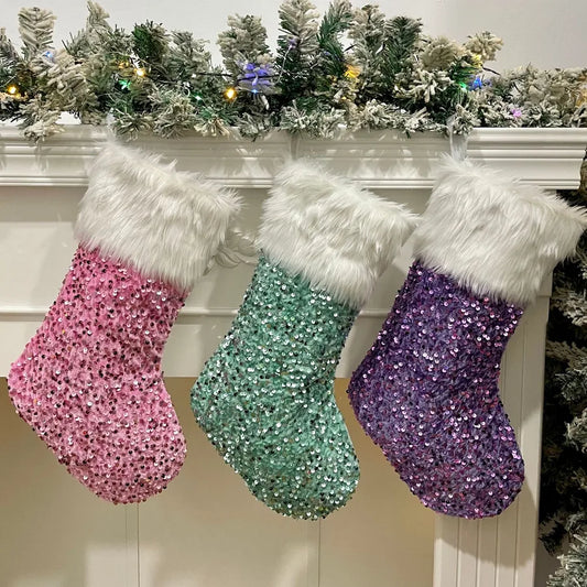 Christmas Cute Sequins Solid Color Party Gift Bags