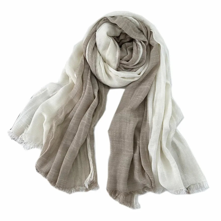 unisex sweet color block polyester long-staple cotton sewing cotton linen scarves