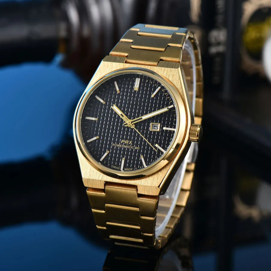 Business Classic Style Color Block Solid Color Horseshoe Buckle Quartz Men's Watches