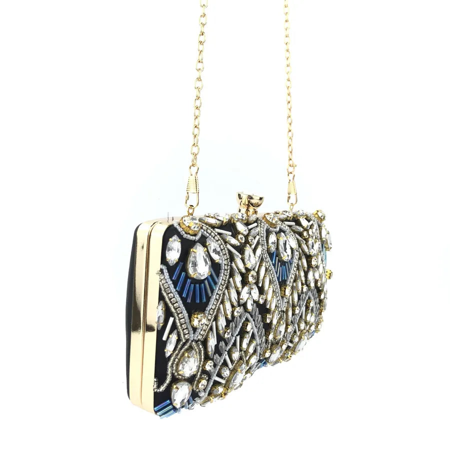 Beige Polyester Geometric Square Evening Bags