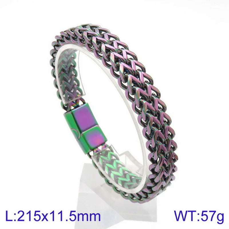 Hip-Hop Retro Color Block Titanium Steel Plating 18K Gold Plated Men's Bracelets