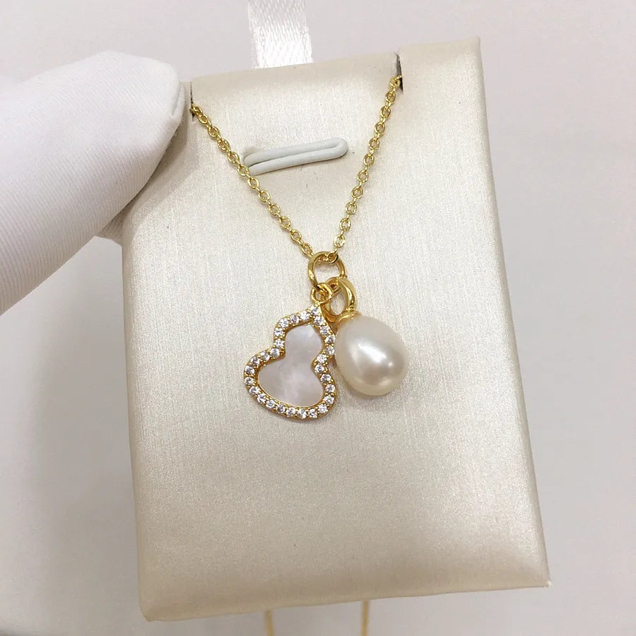 Zhuji Pearl Lucky Gourd Natural Freshwater Pearl Pendant Seashell Fritillaria Fulu Pearl Necklace Gift Wholesale