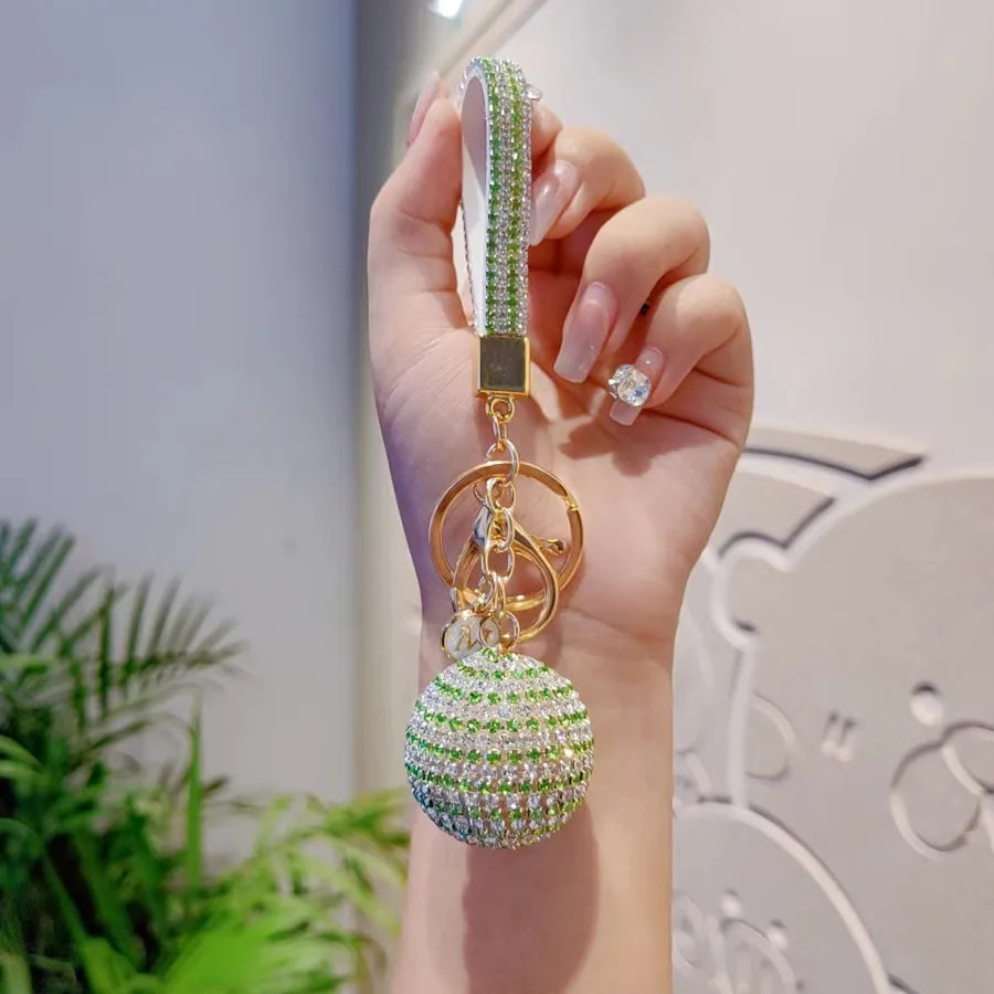 Creative Letter Crystal Ball Keychain Luxury Car Keyring Elegant Bag Charm Christmas Valentine's Day New Year Gift