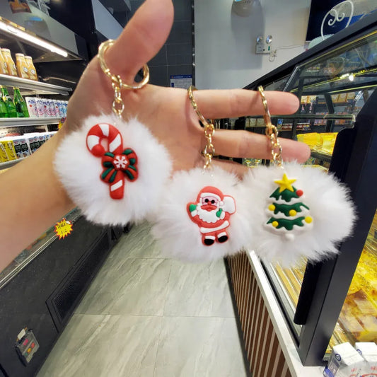 creative three-dimensional christmas fur ball bag pendant keychain