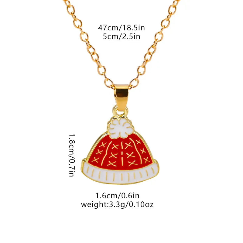 Christmas Elements Deer Santa Claus Alloy Pendant Necklace Christmas Socks Drop Oil Bell Pendant Best Friend Jewelry