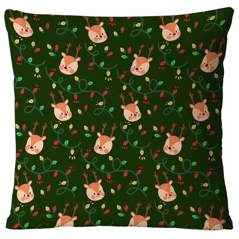 Christmas Glam Santa Claus Snowman Linen Pillow Cases Couch & Sofa Decor