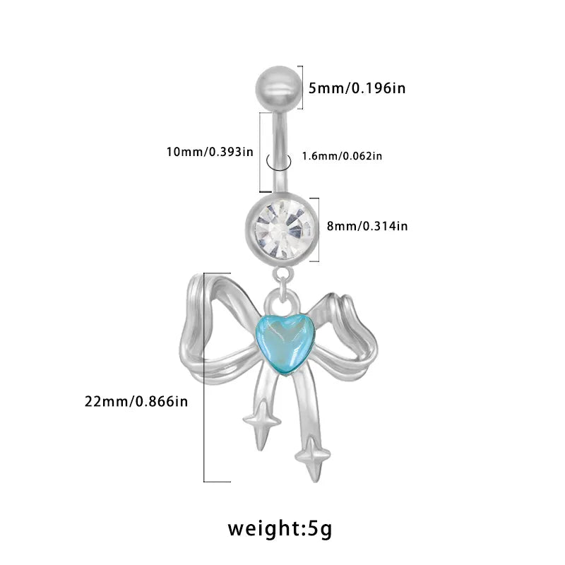 1 Piece Belly Rings Princess Cute Shiny Bow Knot 316 Stainless Steel  Arylic Alloy Inlay Acrylic Glass White Gold Plated Gold Plated