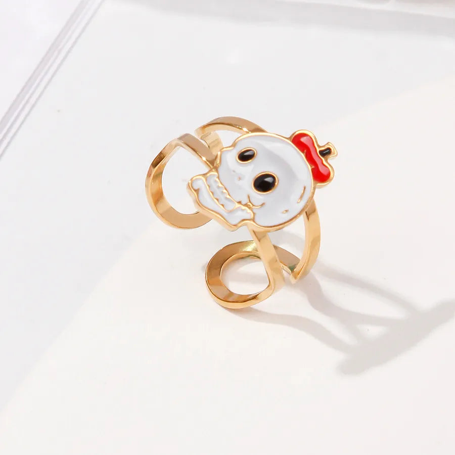 Stainless Steel Halloween Christmas Ring Fashion Universal Design Open Monster Ring Jewelry Cartoon Figures Pattern