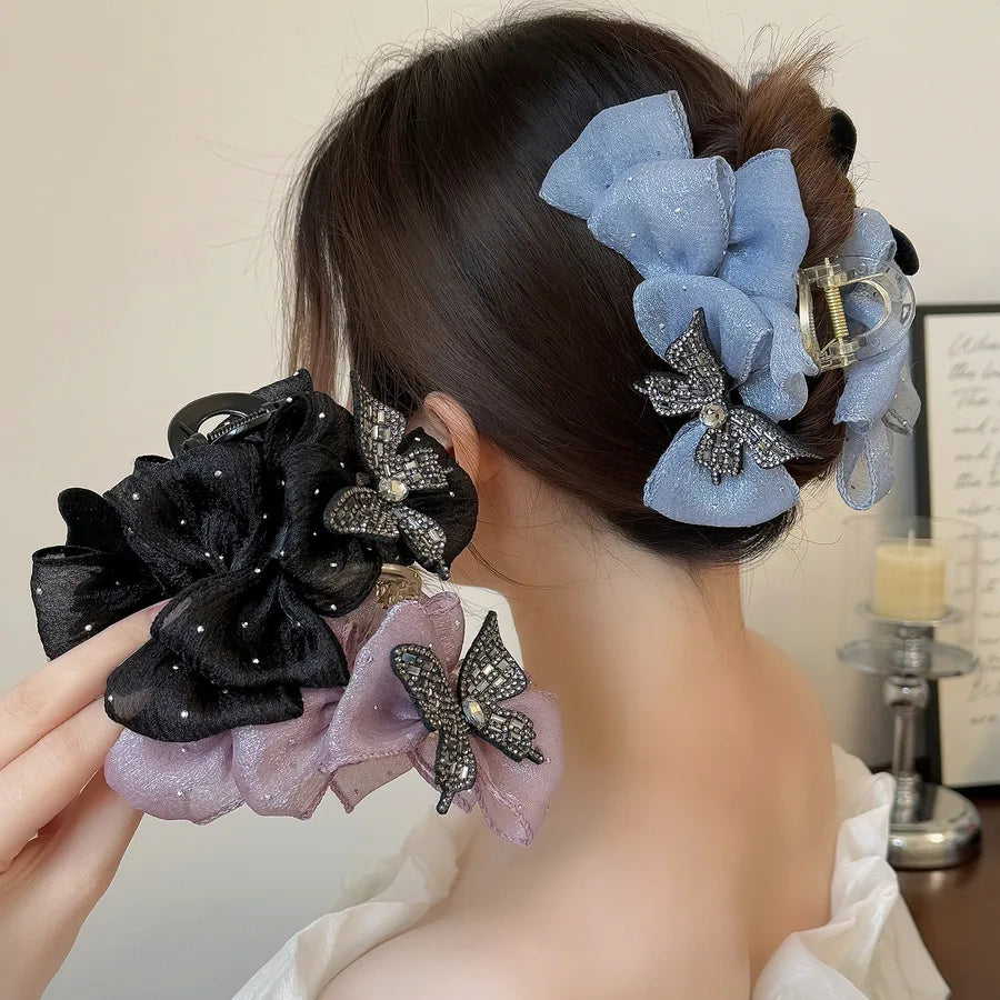 Summer Large Size Hair Clips Half Head Fullness Butterfly Knot Shark Fin Hair Accessories Women's Fashion Hairpins Hair Ties