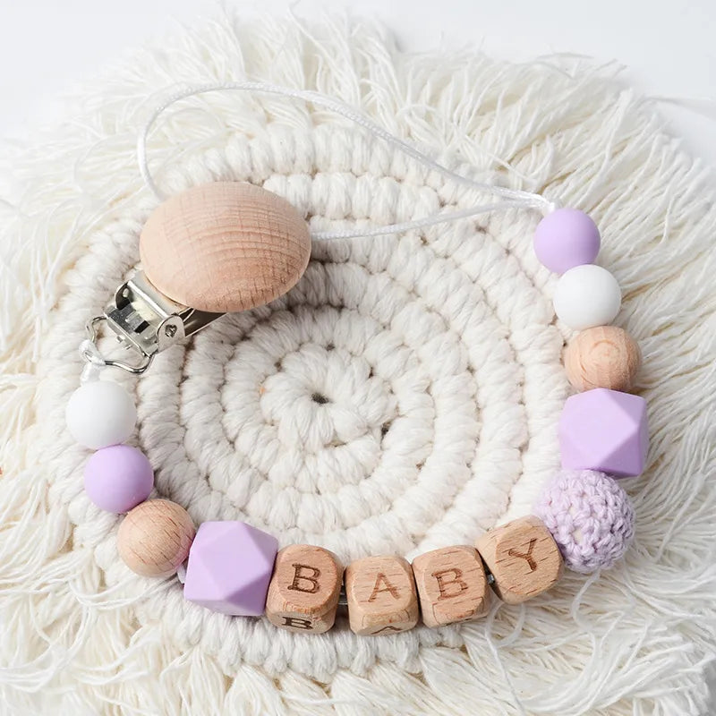 simple style letter beech silicone baby accessories