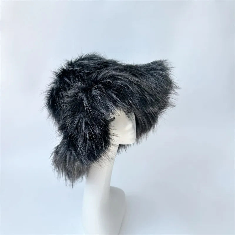 women's lady punk color block big eaves felt hat