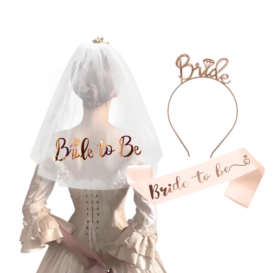 Romantic Letter Alloy Satin Cloth Wedding Date Hair Band Party Supplies Party Accessories 3 Pieces Set