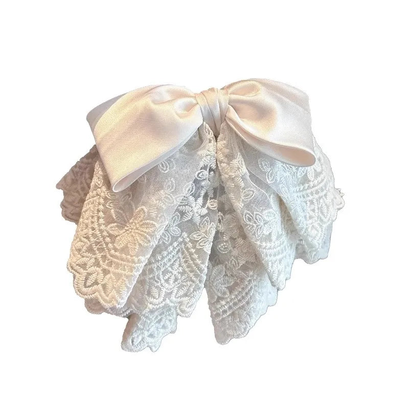 Elegant Lace Butterfly Knot Hair Clip Women's Fashionable Shark Clamp Hair Accessories Fairy Style Hairpins Headwear
