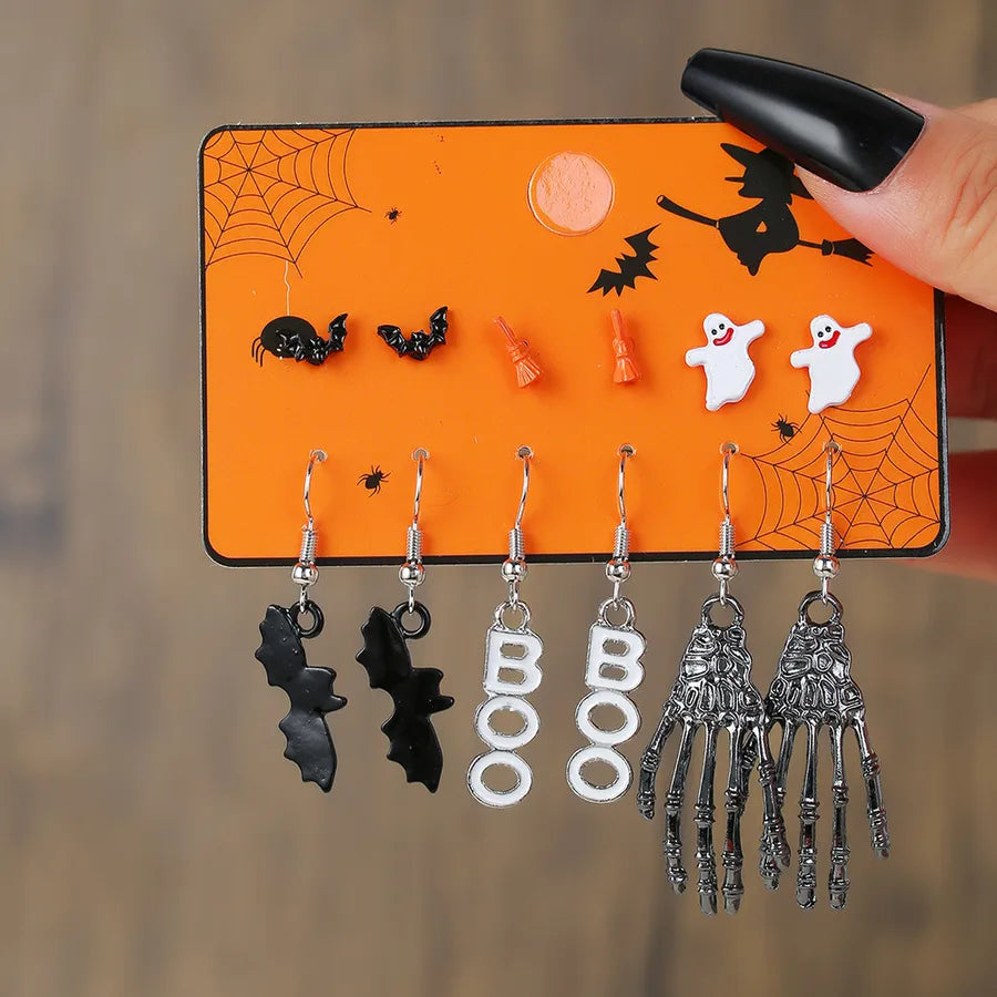 Halloween Horror Atmosphere Spider Pumpkin Skull Ear Cuff Combo Festive Ear Studs Set Unisex Original Design Alloy Jewelry