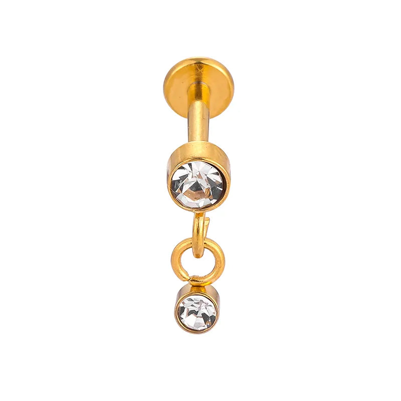 1 Piece Lip Rings Casual Simple Style Geometric Bee 316L Stainless Steel  Polishing Plating Zircon 18K Gold Plated Lip Rings Ear Cartilage Rings & Studs Nose Rings & Studs