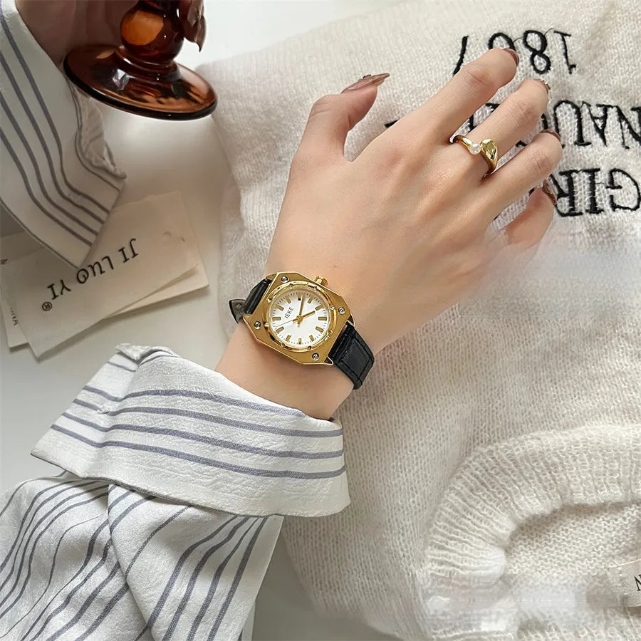 Casual Simple Style Commute Square Buckle Quartz Watch