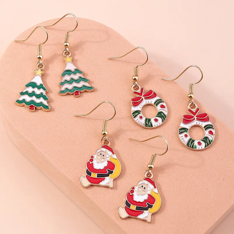 fashion christmas tree santa claus snowman alloy plating inlay rhinestones women's drop earrings 1 set