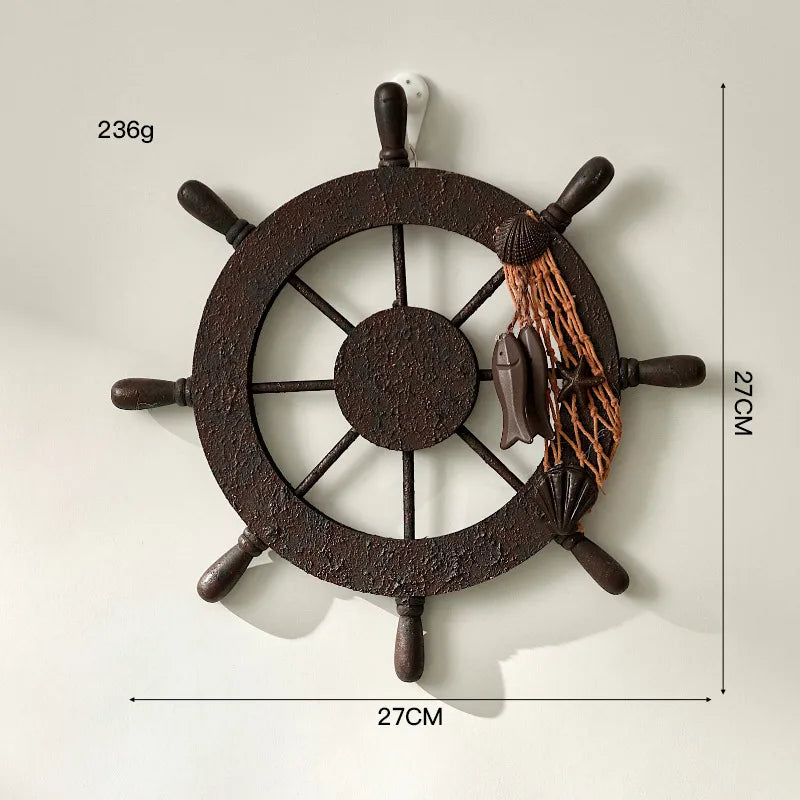 Detachable Handle Mediterranean Sailor Home Wall Hanging Steering Wheel Decor Bar Wall Background Wooden Crafts