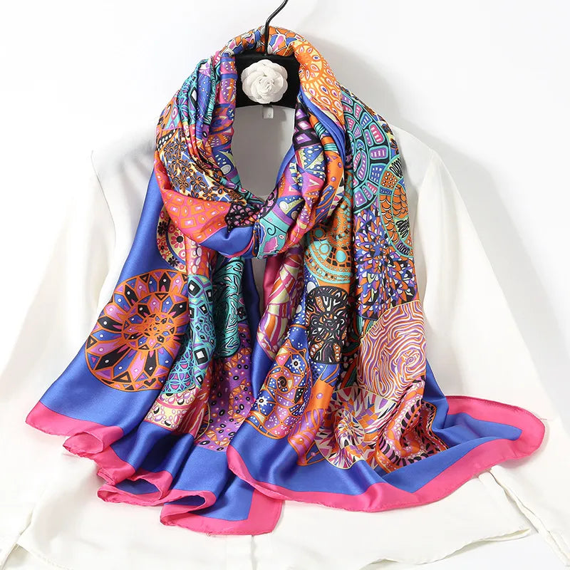women's lady flower cloud brocade printing scarf