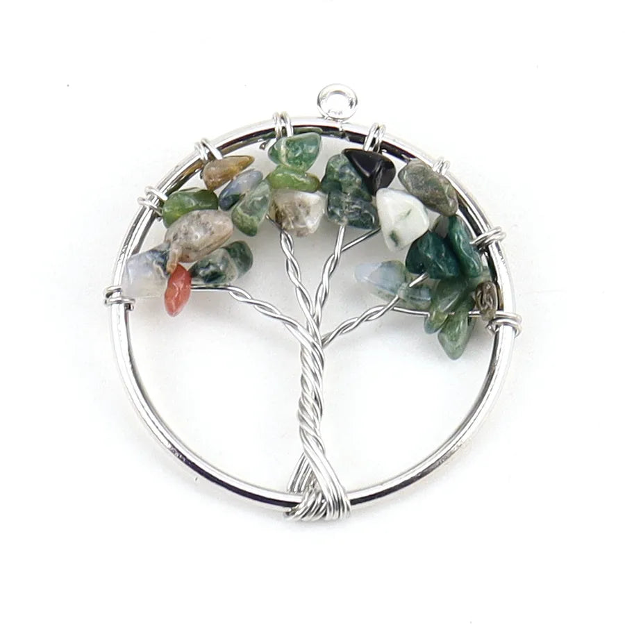 simple style lucky tree natural stone agate wholesale pendants