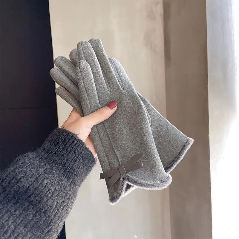 women's simple style solid color velvet polyester gloves 1 pair