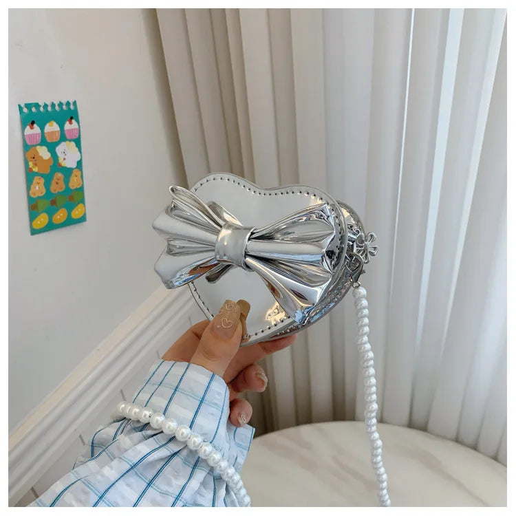 Children's Bag Cute Sweetheart Princess Heart Children's Shoulder Bag Girl Crossbody Small Bag Parent-Child Bow Small Bag