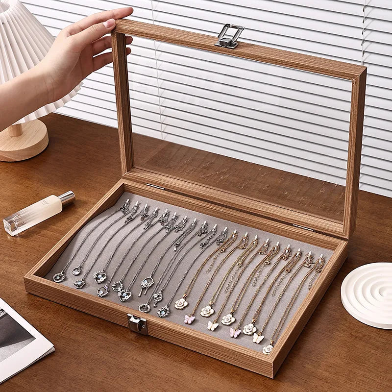 Large Capacity Rosewood Jewelry Storage Box Ring Earring Necklace Bracelet Solid Wood Display Case Anti-Oxidation Accessories