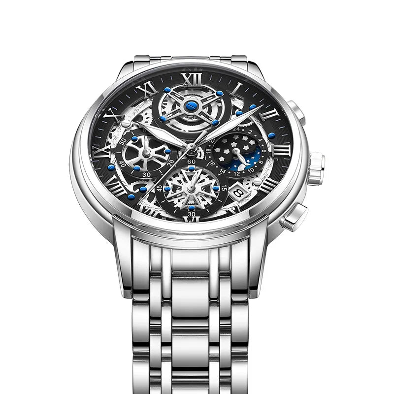 LIGE  Special for New Explosions Men's Quartz Watch Multifunctional Waterproof Watch Hollow Concept Watch
