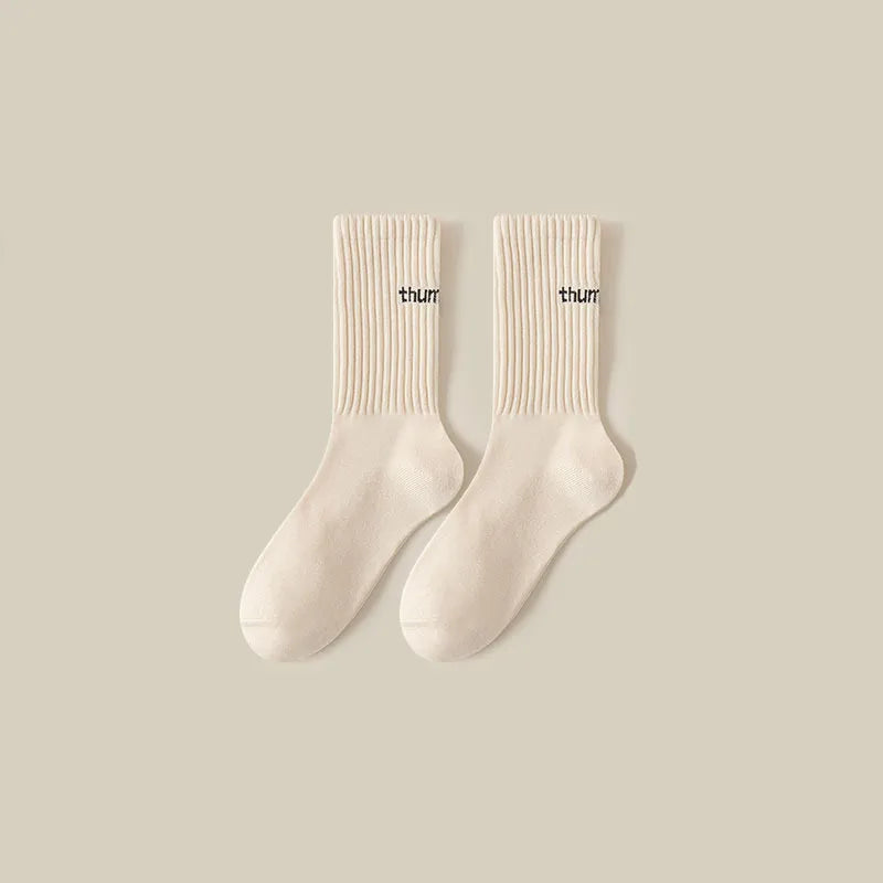 Women's Simple Style Solid Color Polyester Crew Socks A Pair