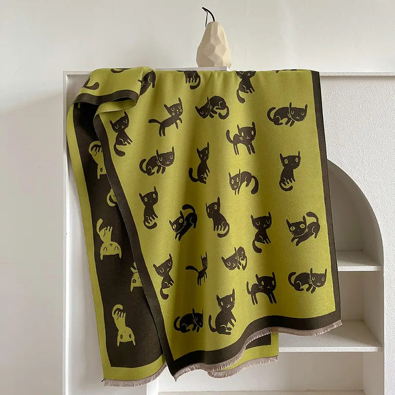 women's lady classic style plaid flower imitation cashmere scarf