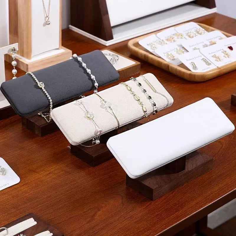 Modern Minimalist Walnut Wooden Bracelet Watch Display Stand Jewelry Storage Organizer Chain Link Accessory Showcase Holder