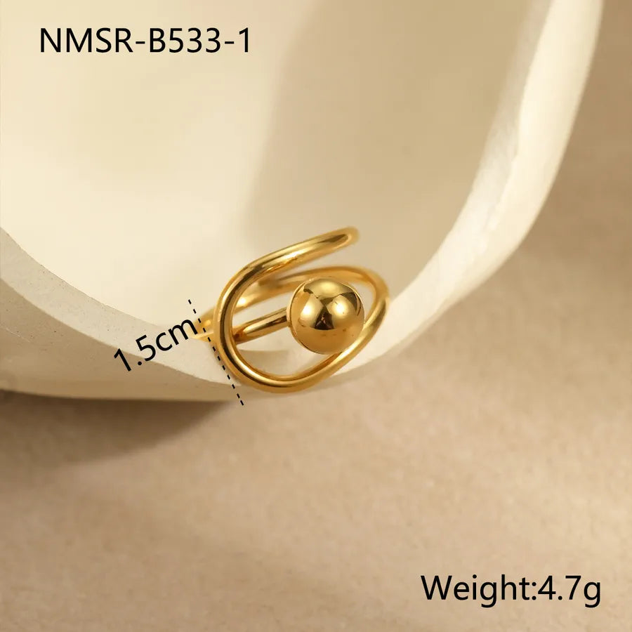Wholesale Jewelry Cool Style Round Ball 304 Stainless Steel Open Rings