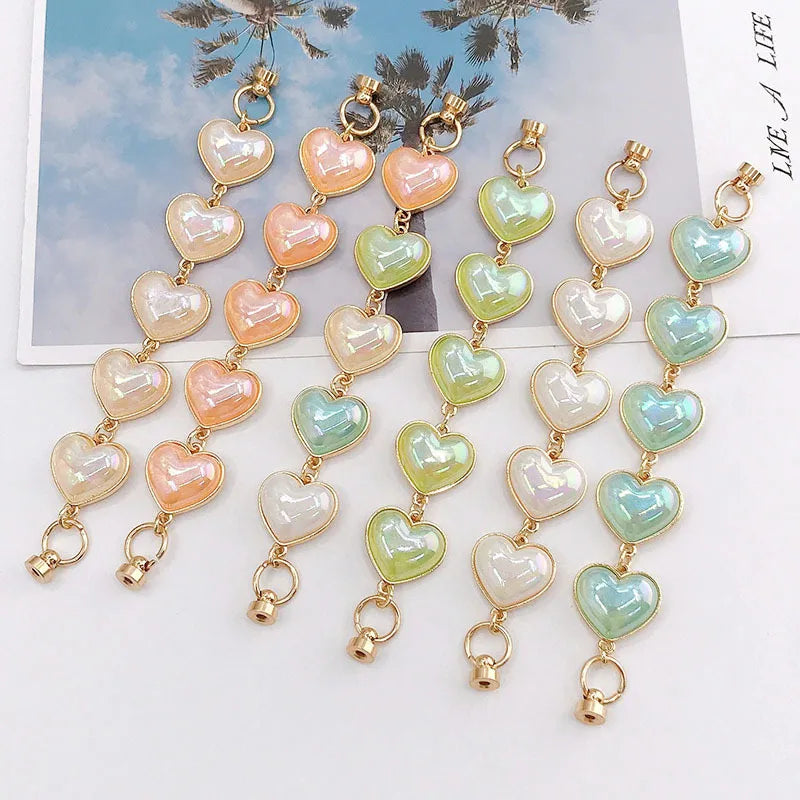 Cute Heart Shape Arylic Plating Mobile Phone Chain