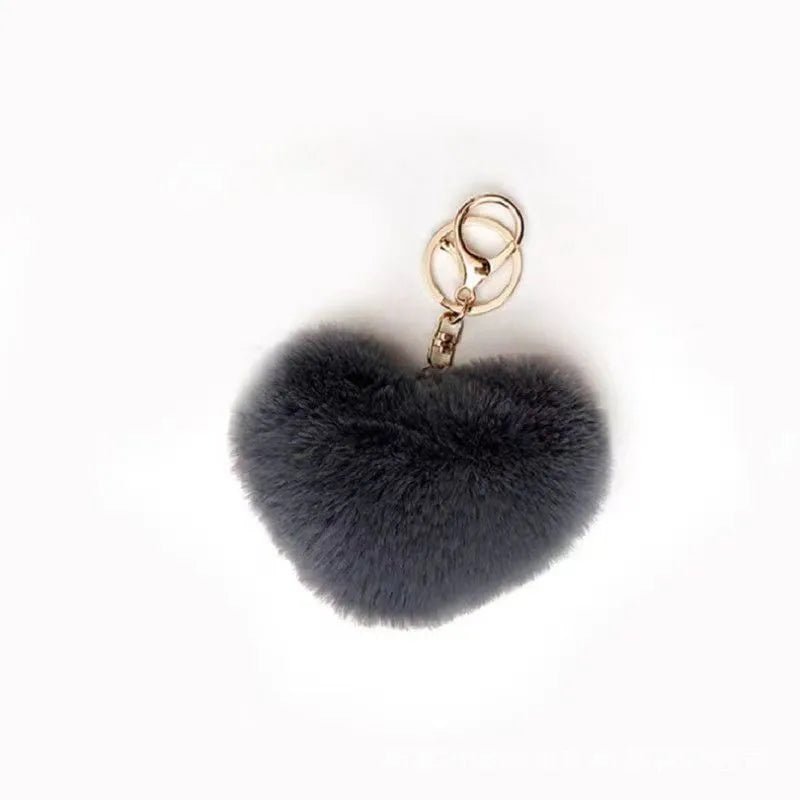 cute sweet solid color plush knitting keychain