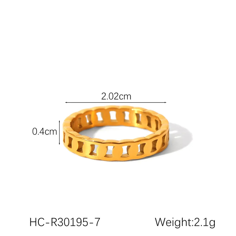 Wholesale Jewelry Modern Style Solid Color 304 Stainless Steel Titanium Steel Zircon 18K Gold Plated Rings