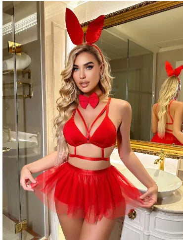 women's sexy solid color bow knot sexy lingerie sets nightclub home sleeping wireless bra sexy lingerie