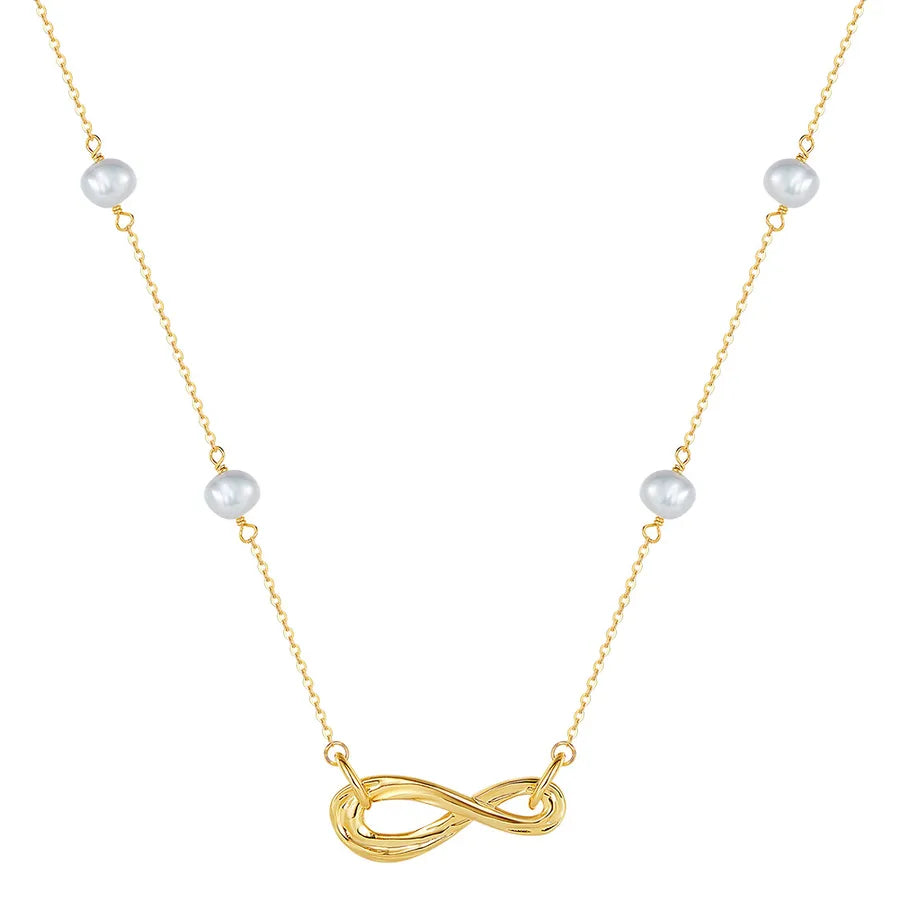 925 Sterling Silver Freshwater Pearl cable chain Plating Geometric Double Layer Necklaces Pendant Necklace Necklace