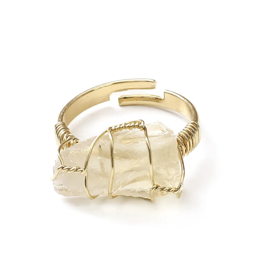 fashion irregular natural stone copper plating rings 1 piece