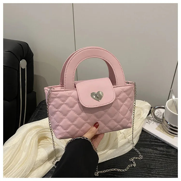 New Style Fashionable Simple Exquisite Western Style Summer New Rhombus Retro Chain Texture Crossbody Small Square Handbag