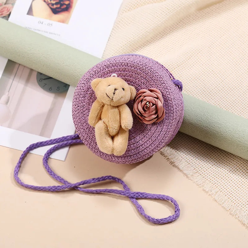 Straw Island Beach Woven Bag Women  New Popular Bag Seaside Straw Bag Cute Kid's Messenger Bag