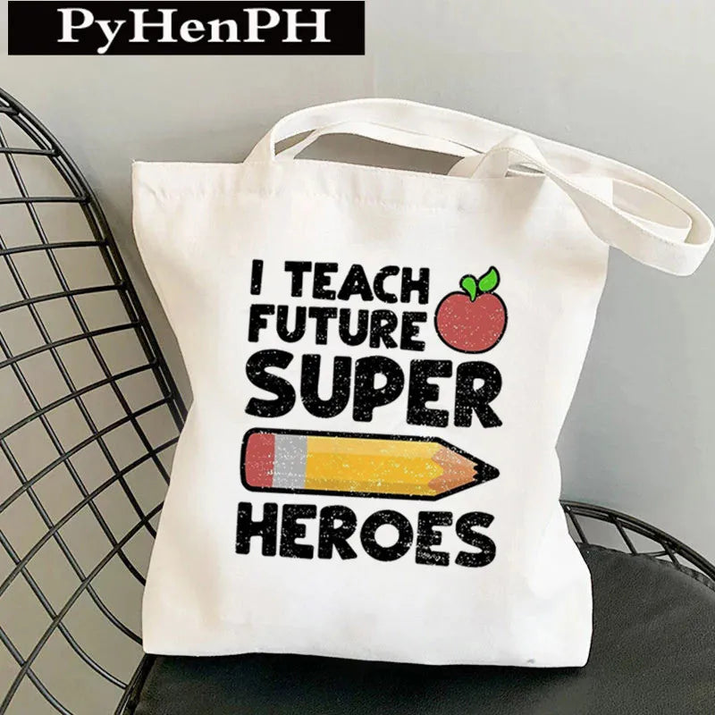Unisex Canvas Printing Letter Cute Square Open Canvas Bag