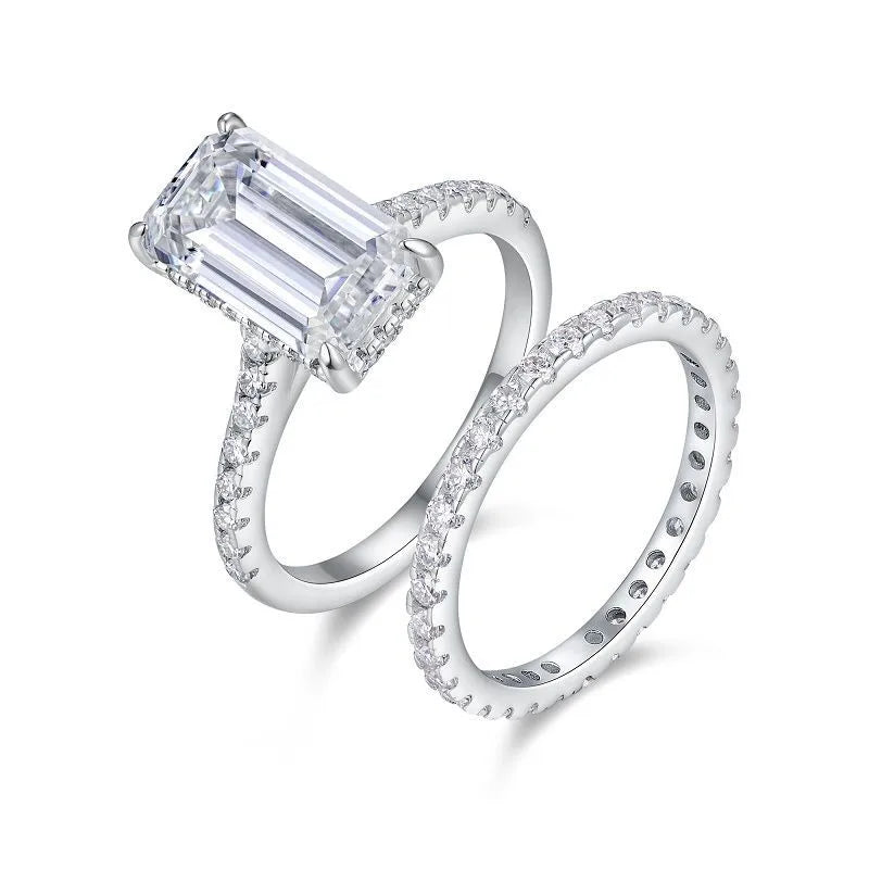 Moissanite 925 Sterling Silver Rings GRA Certificate Geometric Rings